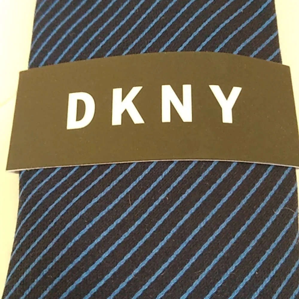 DKNY striped black and  bright blue tie - Picture 3 of 5